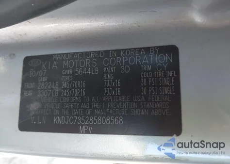 2008 Kia Sorento Lx из США, поврежденный, VIN KNDJC735285808568